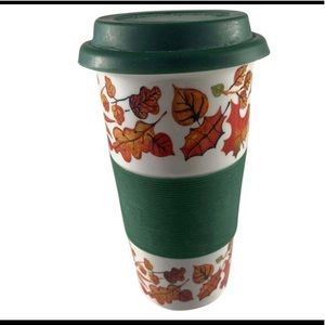 2 piece fall leave portable coffee cup